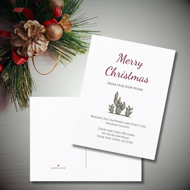 Desert Cactus Merry Christmas New Home Moving  Announcement Postcard (Creator Uploaded)
