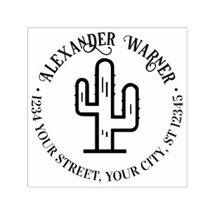 Desert Cactus Name Return Address Self-inking Stamp