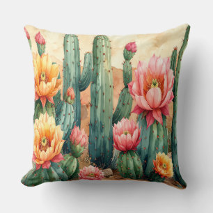Desert Cactus Pillow - Boho Southwest Decor Cushio
