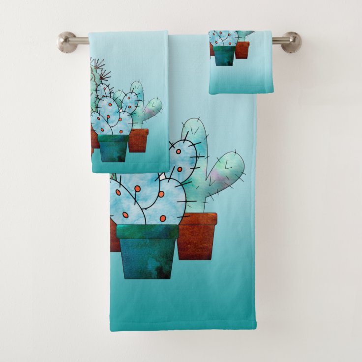 Desert Cactus Plants Bath Towel Set Zazzle