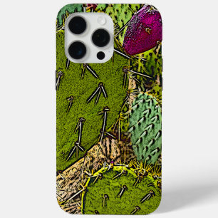 Desert Cactus Prickly Pear Decorative Digital Art iPhone 15 Pro Max Case