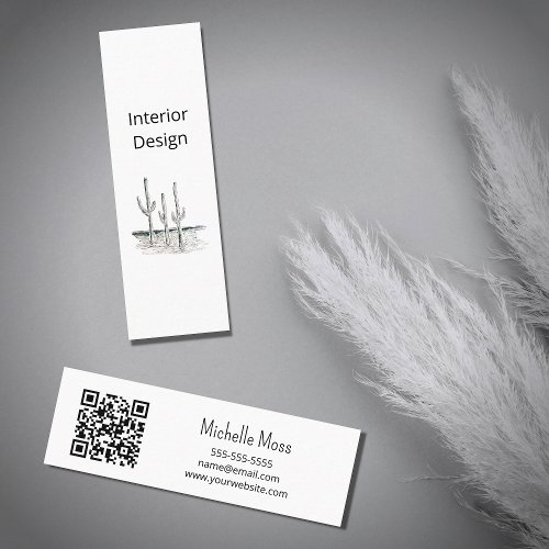 Desert Cactus QR code Minimalist Interior Design Mini Business Card