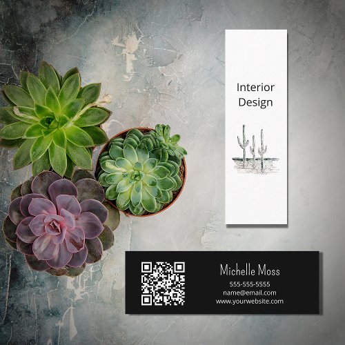 Desert Cactus QR code Simple Interior Design Mini Business Card