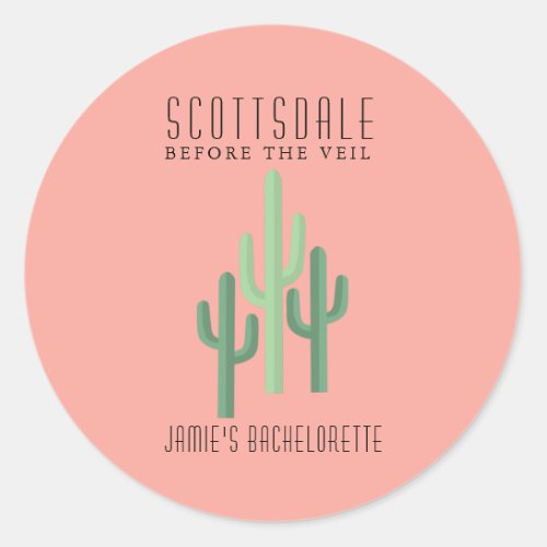 Desert Cactus Scottsdale Bachelorette Button Classic Round Sticker
