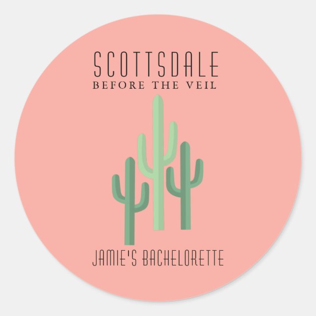 Desert Cactus Scottsdale Bachelorette Button Classic Round Sticker (Front)