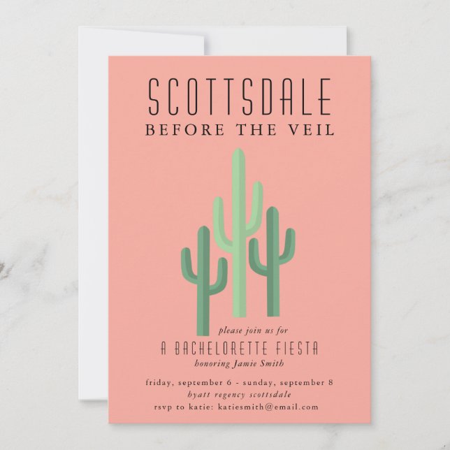 Desert Cactus Scottsdale Bachelorette Invitation (Front)
