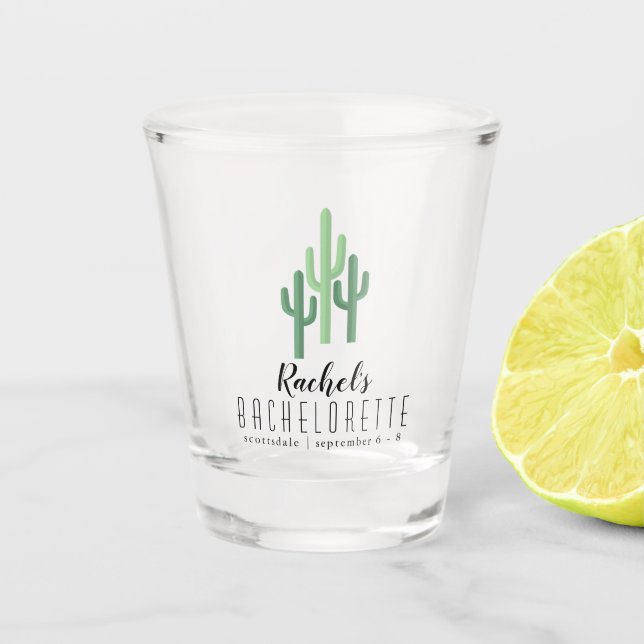 Desert Cactus Scottsdale Bachelorette Shot Glass (Front)