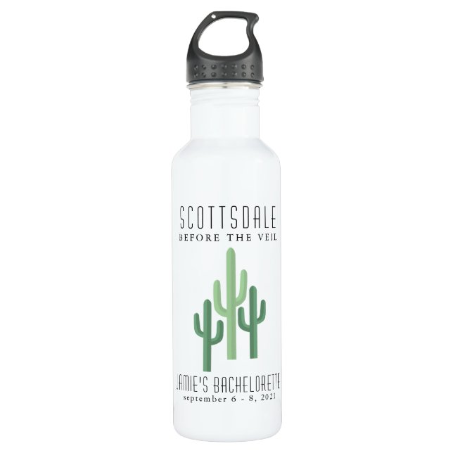 Desert Cactus Scottsdale Bachelorette Stainless Steel Water Bottle (Front)