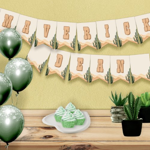 Desert Cactus Southwest Baby Shower Birthday Name Bunting Flags