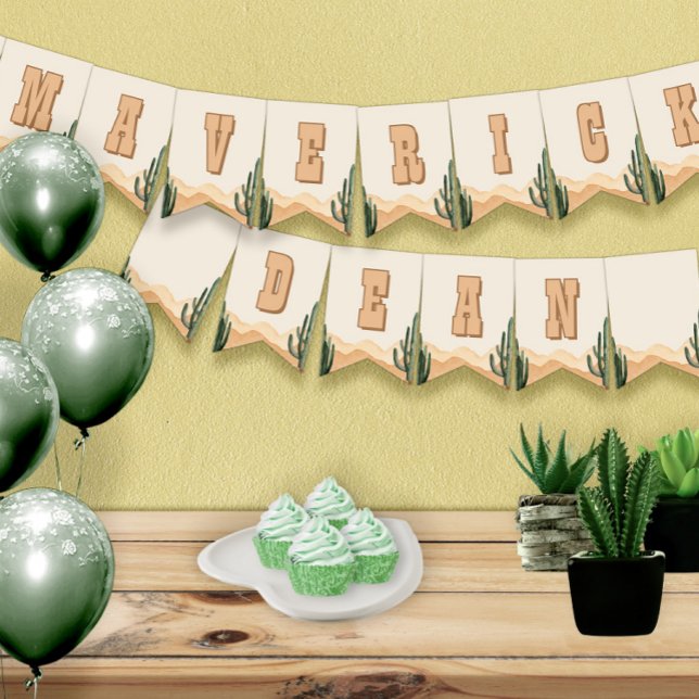 Desert Cactus Southwest Baby Shower, Birthday Name Bunting Flags (Creator Uploaded)