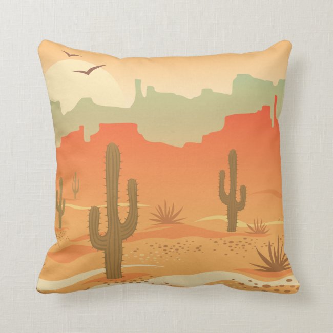 Desert Cactus Southwest Design Throw Pillow