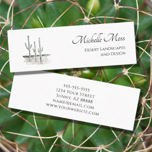 Desert Cactus Southwest Simple Black White Mini Business Card