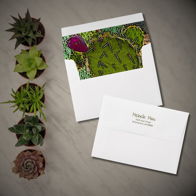 Desert Cactus Succulent Botanical Return Address Envelope (Creator Uploaded)
