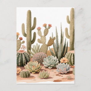 Desert Cactus Succulent Garden Watercolor Postcard