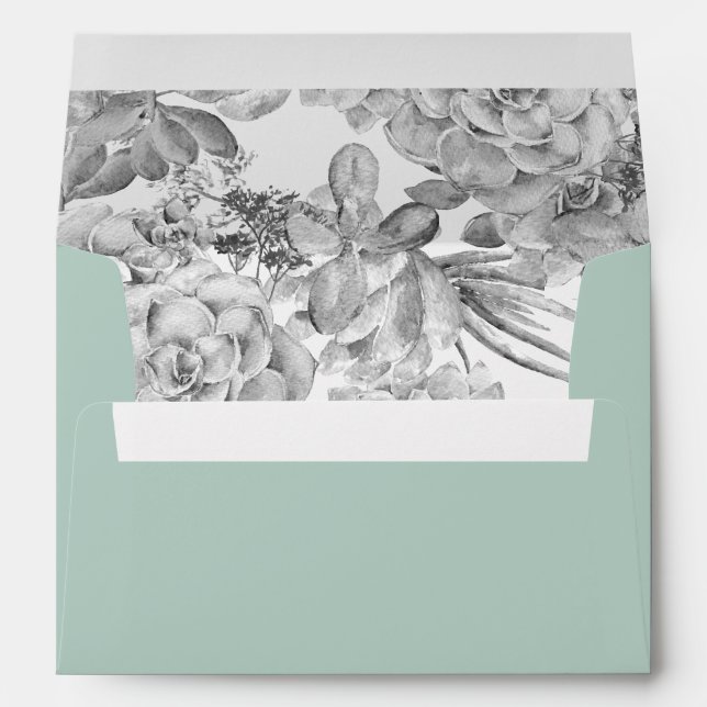 Desert Cactus Succulent liner wedding Envelope (Back (Bottom))