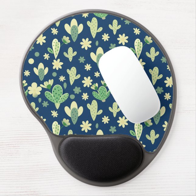 Desert Cactus & Succulent Pattern Gel Mouse Pad (Left Side)