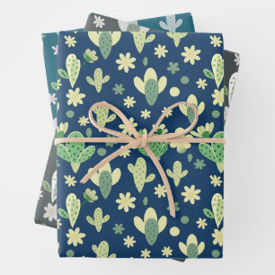 Desert Cactus & Succulent Pattern Wrapping Paper Sheets