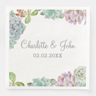 Desert Cactus Succulent Wedding Napkins