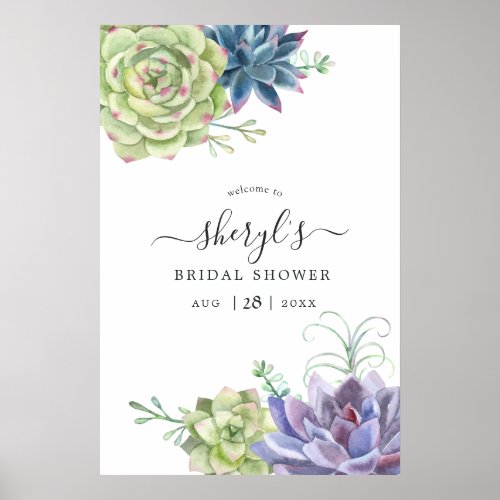 Desert Cactus Succulents Bridal Shower Welcome Poster