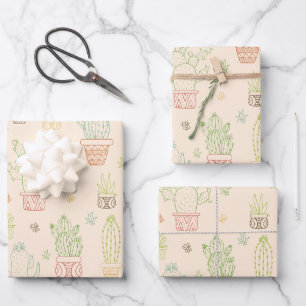 Desert Cactus & Succulents Design Wrapping Paper Sheets
