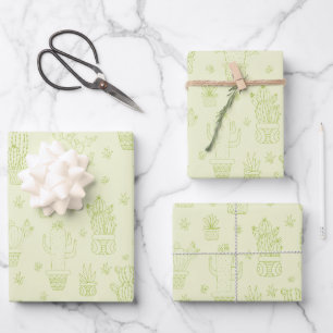 Desert Cactus & Succulents Design Wrapping Paper Sheets