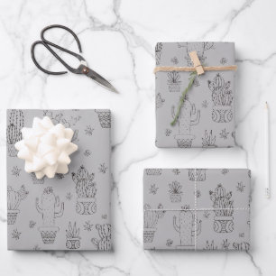 Desert Cactus & Succulents Design Wrapping Paper Sheets