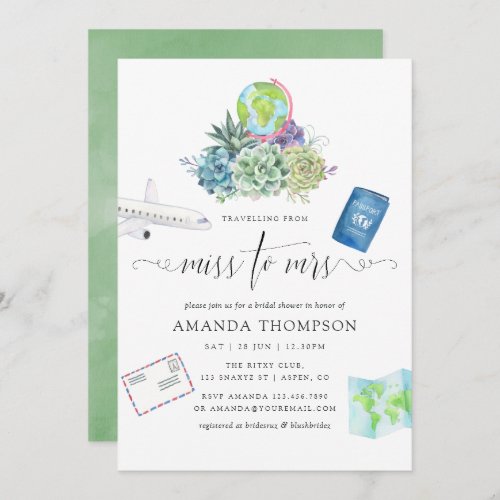 Desert Cactus Succulents Miss To Mrs Bridal Shower Invitation