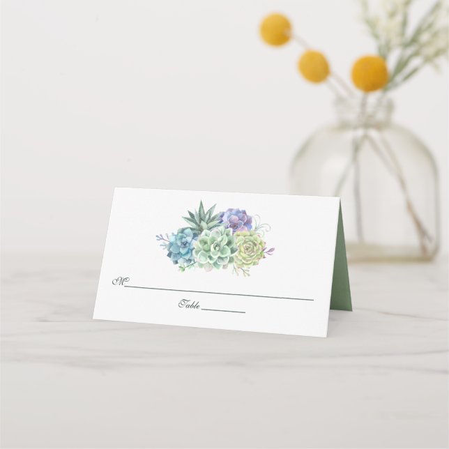 Desert Cactus Succulents Place Card (Front)