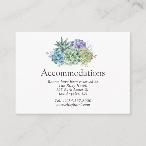 Desert Cactus Succulents Wedding Accommodations Enclosure Card