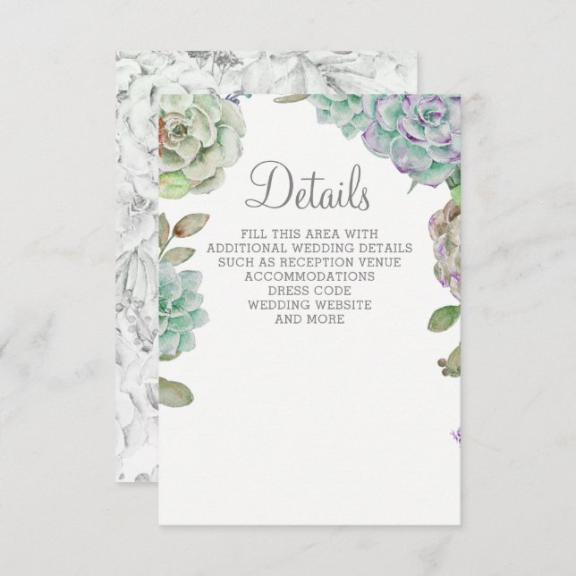 Desert Cactus Succulents Wedding  Enclosure Card (Front/Back)