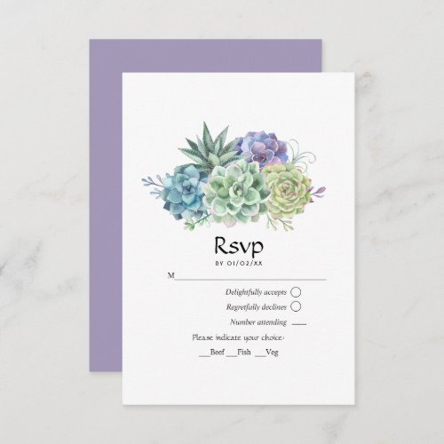 Desert Cactus Succulents Wedding RSVP Card