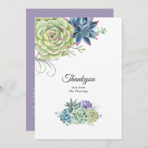 Desert Cactus Succulents Wedding Thank You Card