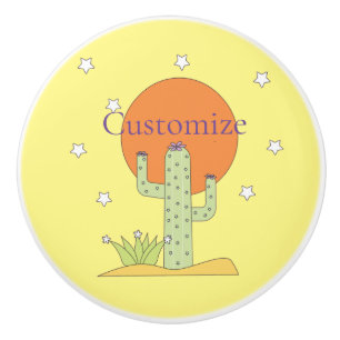 Desert Cactus Sun Thunder_Cove  Ceramic Knob