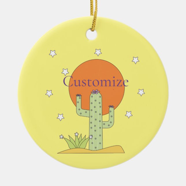 Desert Cactus Sun Thunder_Cove  Ceramic Ornament (Front)