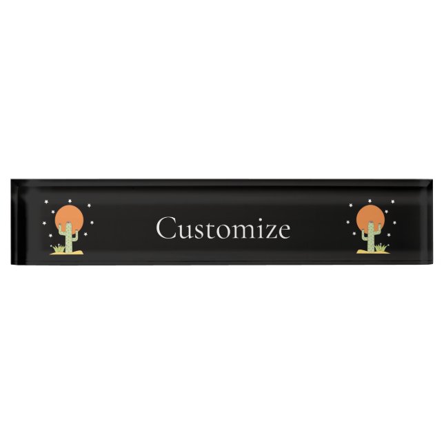 Desert Cactus Sun Thunder_Cove  Desk Name Plate (Front)