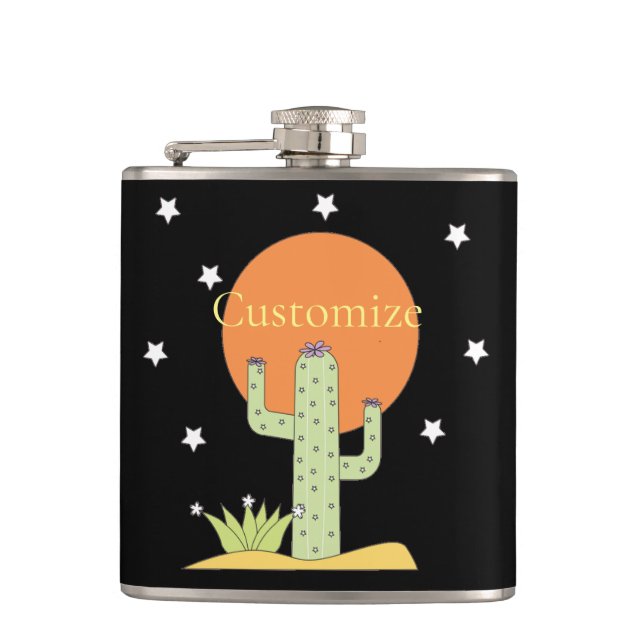 Desert Cactus Sun Thunder_Cove  Flask (Front)