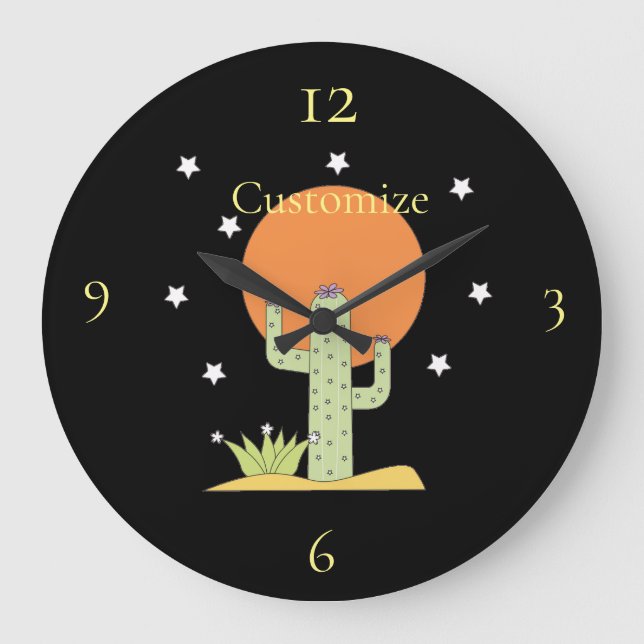 Desert Cactus Sun Thunder_Cove  Large Clock (Front)