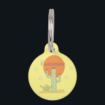 Desert Cactus Sun Thunder_Cove  Pet ID Tag<br><div class="desc">Orange sun in saguaro desert cactus with stars to customize,  personalize by changing to your name</div>
