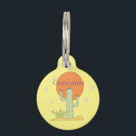 Desert Cactus Sun Thunder_Cove  Pet ID Tag<br><div class="desc">Orange sun in saguaro desert cactus with stars to customize,  personalize by changing to your name</div>