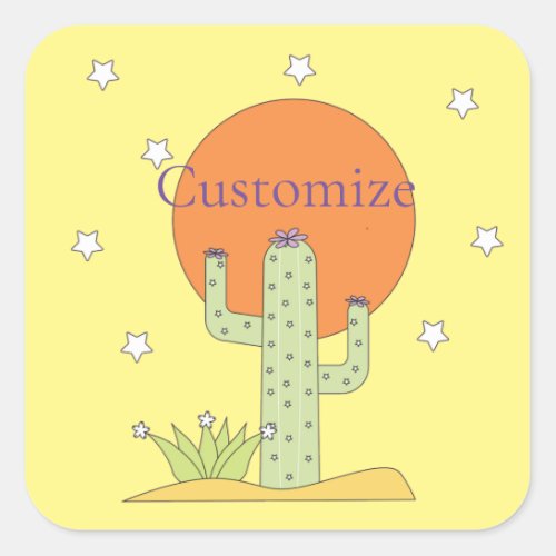 Desert Cactus Sun Thunder_Cove  Square Sticker