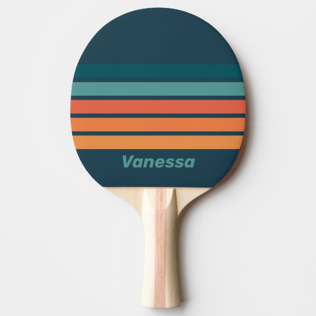 Desert Cactus Sunrise Across Striping with Name Ping Pong Paddle (Front)
