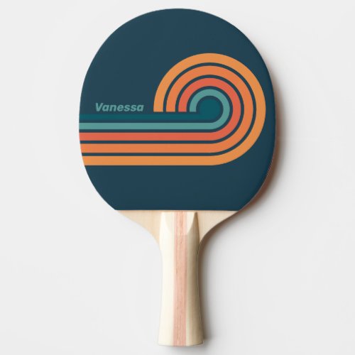 Desert Cactus Sunrise Curl Stripes with Name Ping Pong Paddle