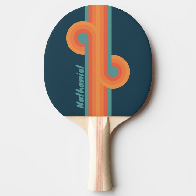 Desert Cactus Sunrise Stripe Loop with Name Ping Pong Paddle (Front)
