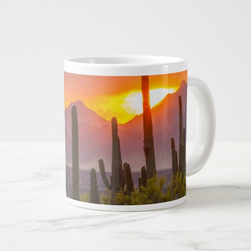 Desert cactus sunset Arizona Giant Coffee Mug