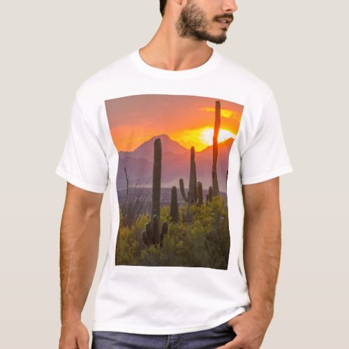 Desert cactus sunset Arizona T_Shirt