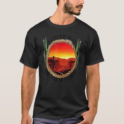 Desert Cactus Sunset On Dark Desert High Way Weste T_Shirt