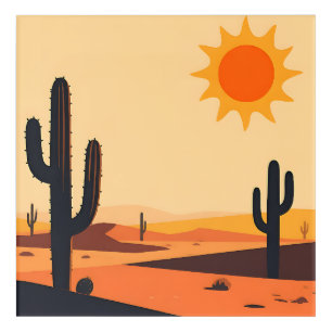 Desert Cactus Sunset Silhouette Acrylic Print