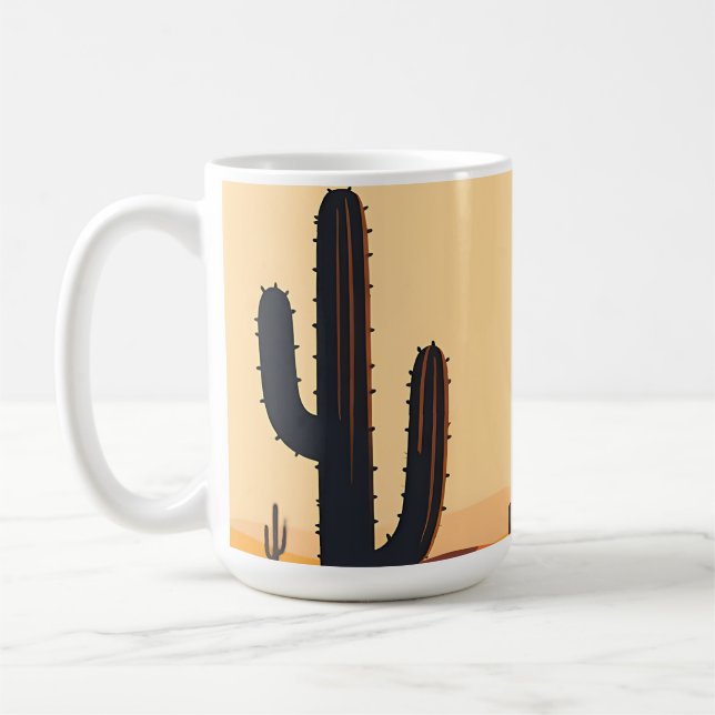 Desert Cactus Sunset Silhouette  Coffee Mug (Left)