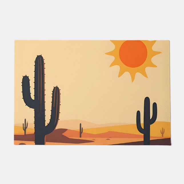 Desert Cactus Sunset Silhouette  Doormat (Front)