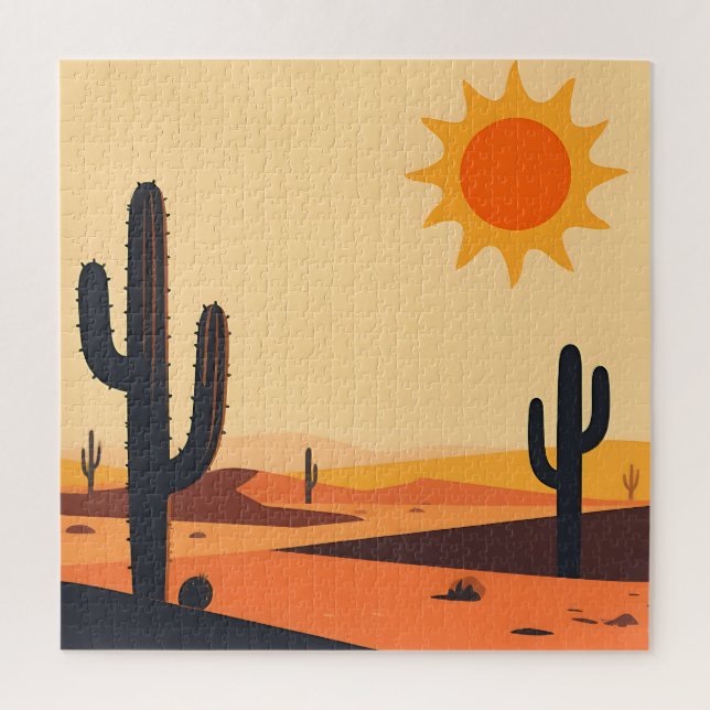 Desert Cactus Sunset Silhouette  Jigsaw Puzzle (Vertical)